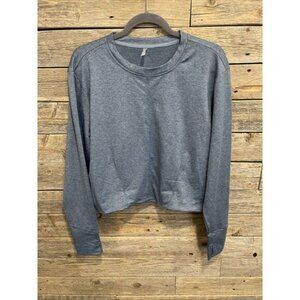 MTA Sport Long Sleeve Crop Top Women's Active Blue Top Size Large‎